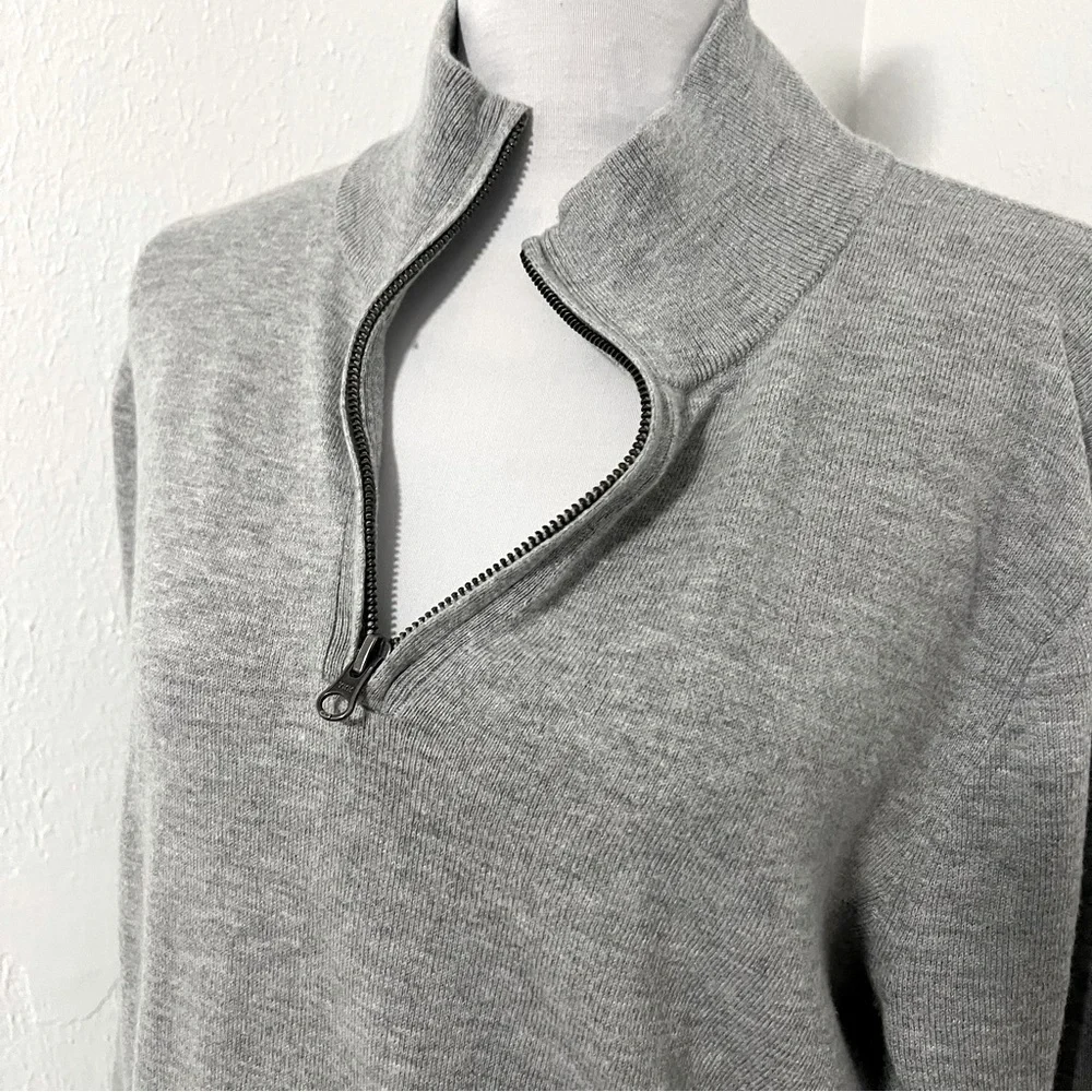 J.Crew Mercantile Men’s Medium Gray Quarter Zip Merino Wool Blend Sweater EUC